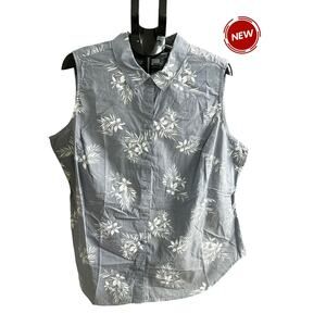 Croft & Barrow Blue Cotton Tropical Shirt Women's Plus Size 2X NWT | 3-6